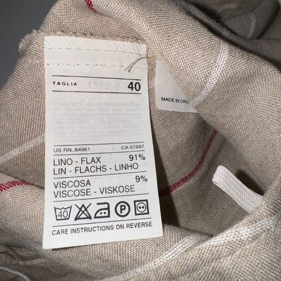 United Colors of Benetton Linen Blend Tan Striped Skirt Size 10 US - Picture 2 of 8